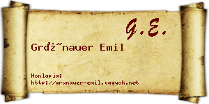 Grünauer Emil névjegykártya